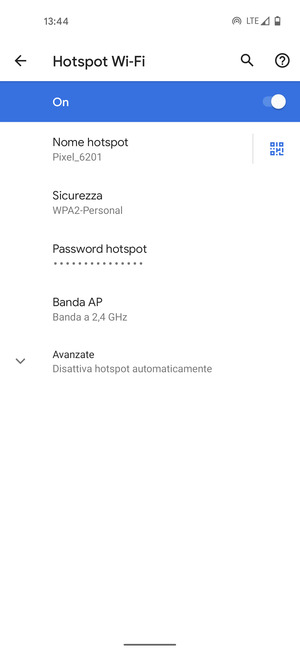Il telefono è ora pronto per essere usato come modem