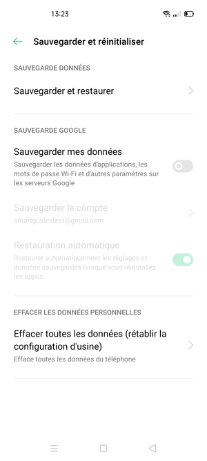Activer le Sauvegarder mes données