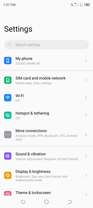 Select SIM card and mobile network