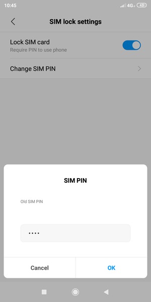 Enter your Old SIM PIN and select OK