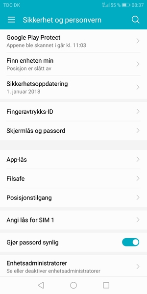 Velg Angi lås for SIM
