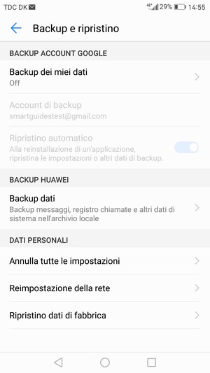 Seleziona Backup dei miei dati