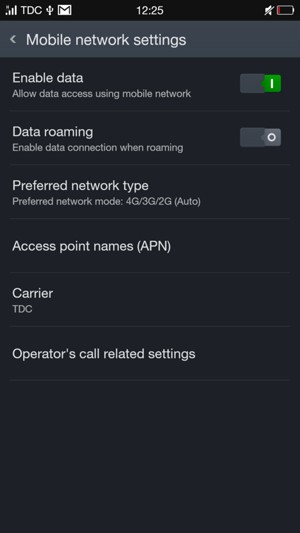 Select Acces point names (APN)