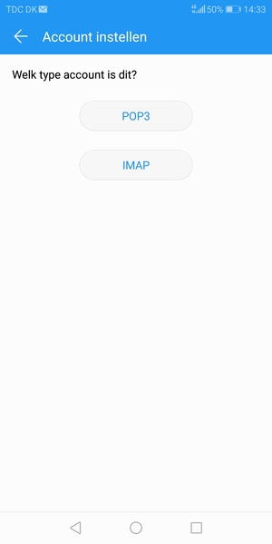 Selecteer POP3 of IMAP
