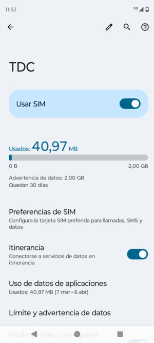 Activar o desactivar Itinerancia