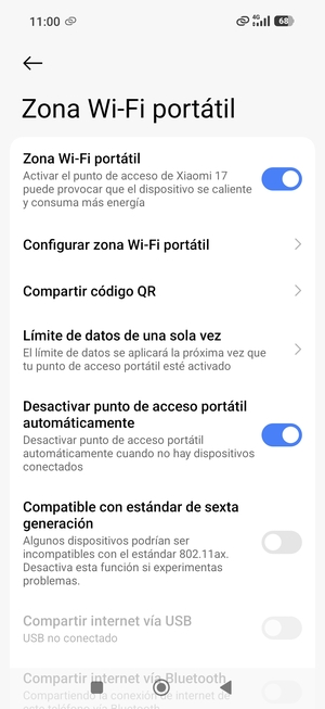 El teléfono ha sido configurado para su uso como módem