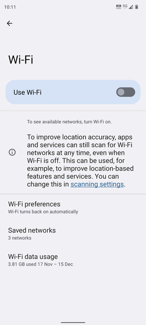 Turn on Use Wi-Fi