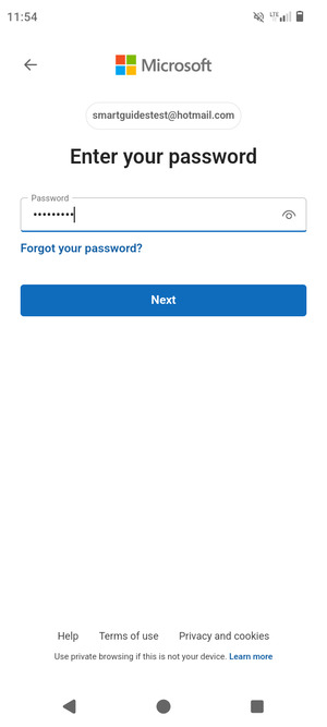 Enter your password and select Next