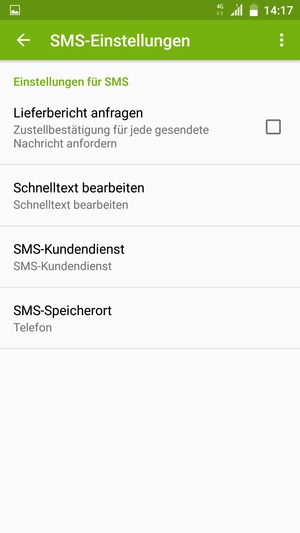 Scrollen Sie und wählen Sie SMS-Kundendienst