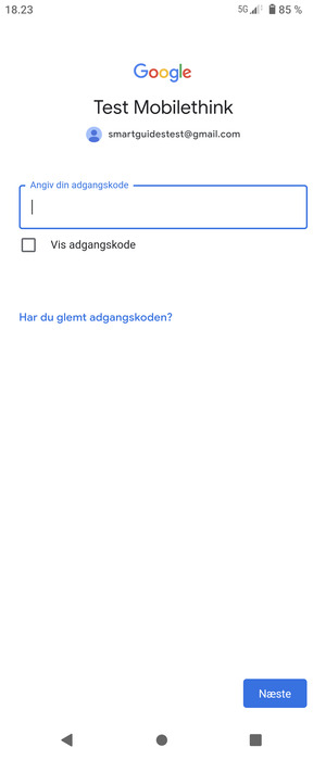 Indtast din Gmail adgangskode og vælg Næste