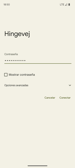 Introduzca la contraseña de Wi-Fi y seleccione Conectar