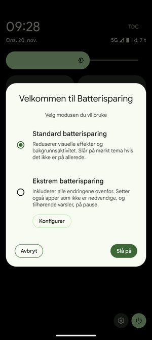 Velg Slå på