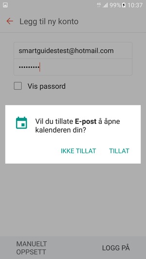 Velg ønsket alternativ