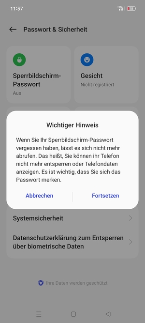 Wählen Sie Fortsetzen