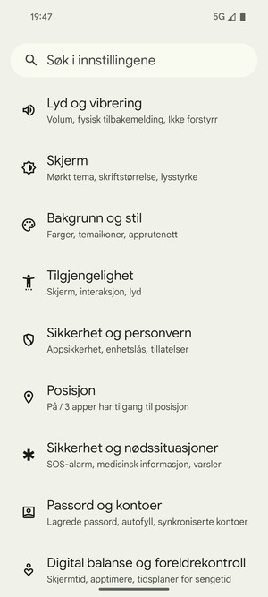 Bla til og velg Sikkerhet og personvern