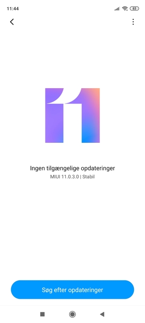 Hvis din telefon er opdateret, vil du se følgende skærmbillede
