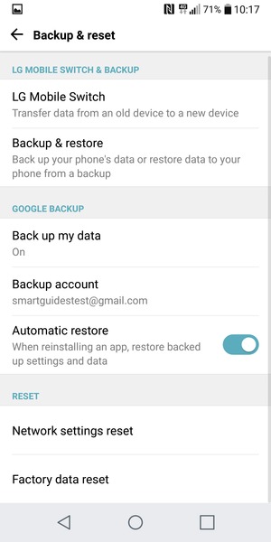 Select Backup account