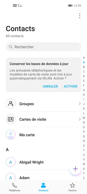 Sélectionnez le bouton du Menu