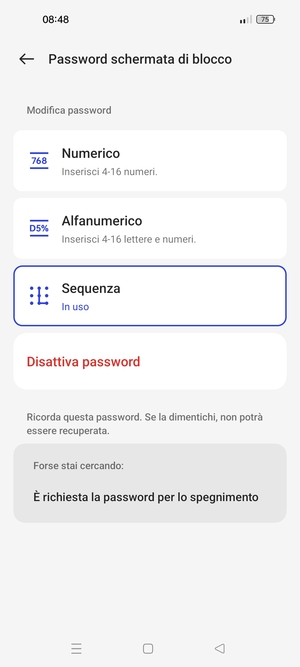 Il tuo telefono è ora protetto dal blocco schermo