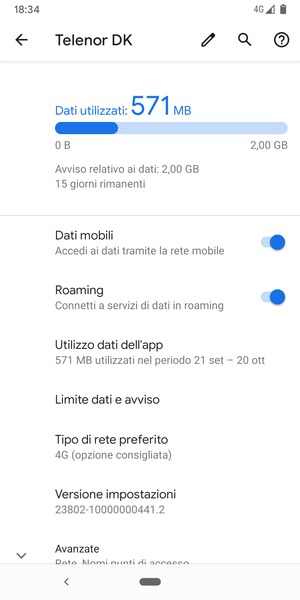 Attiva o disattiva Roaming