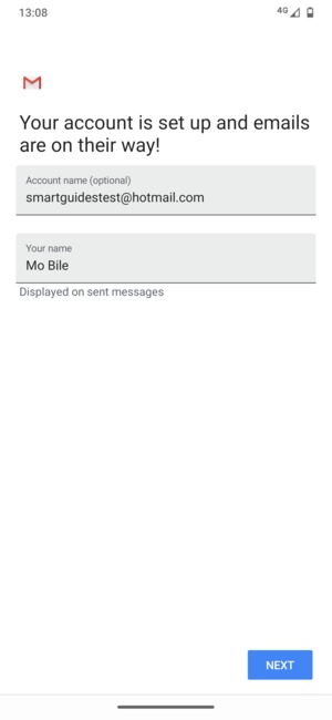 Give your account a name and enter your name. Select NEXT