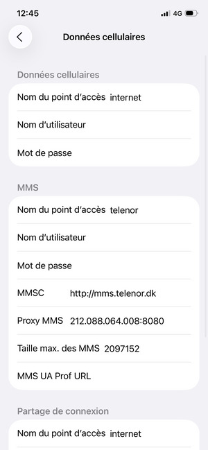 Saisissez les informations MMS