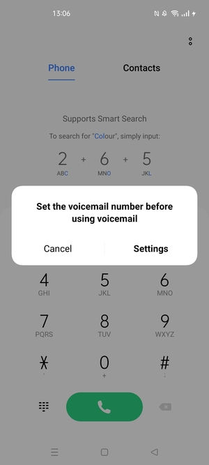 If your voicemail is not set up, select Settings
