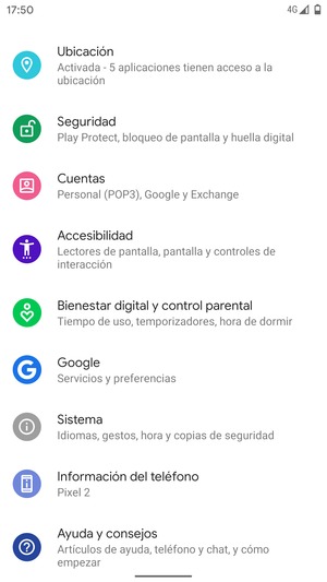 Desplácese y seleccione Sistema