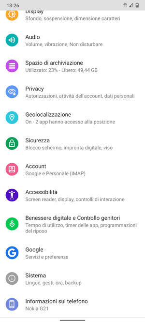 Scorri e seleziona Sistema
