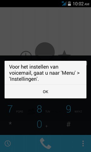 Als uw voicemail niet geïnstalleerd is, selecteert u OK