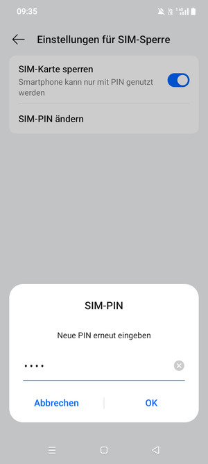 Bestätigen Sie Ihre neue Neue SIM-PIN und wählen Sie OK