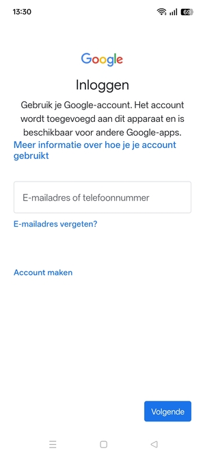 Voer uw Gmail adres in en selecteer Volgende