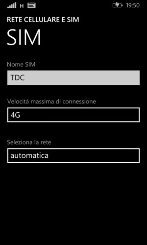 Seleziona Seleziona la rete