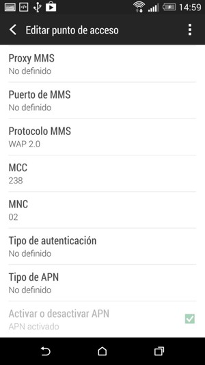 Desplácese hacia abajo e introduzca la información MMS