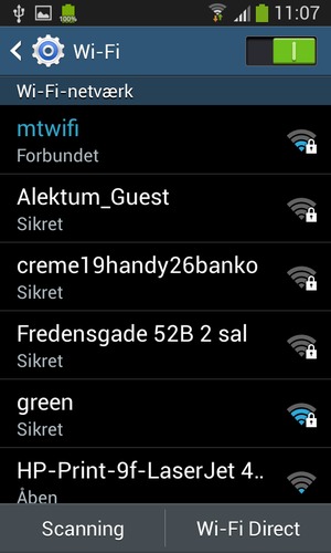 Du er nu tilsluttet Wi-Fi netværket