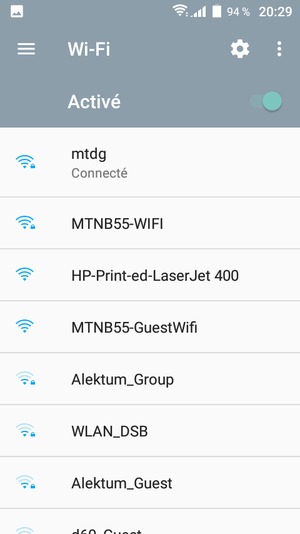 Vous êtes maintenant connecté au réseau Wi-Fi
