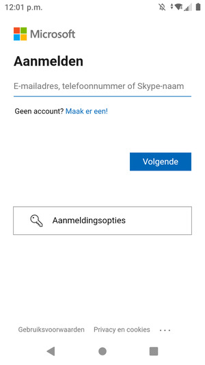 Voer uw e-mailadres in en selecteer Volgende