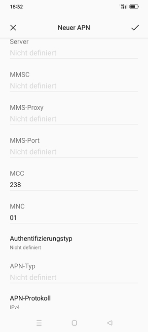 Scrollen Sie nach unten und geben Sie Internetinformationen ein
