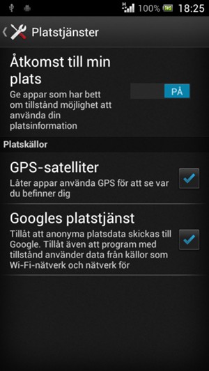 Avaktivera Åtkomst till min plats