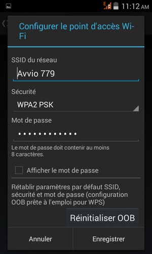 Setup Point d'accès Wi-Fi and select Enregistrer