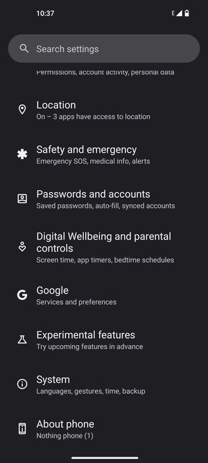 Scroll to and select System