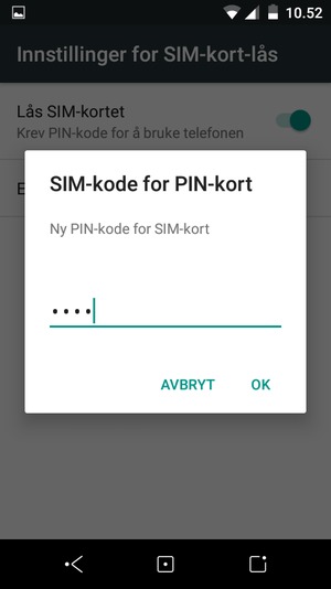 Skriv inn Ny PIN-kode for SIM-kort og velg OK