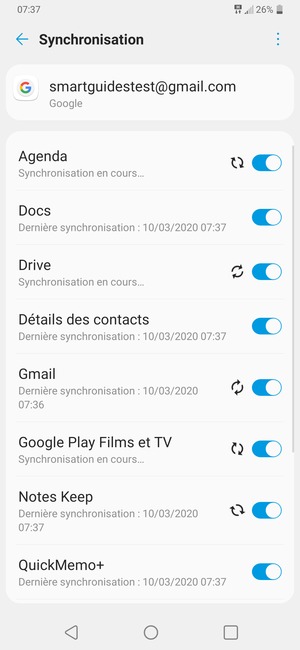 Vos informations seront synchronisées