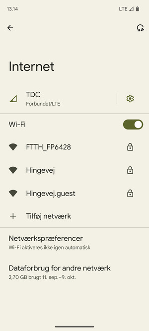 Vælg det trådløse netværk, du ønsker at oprette forbindelse til