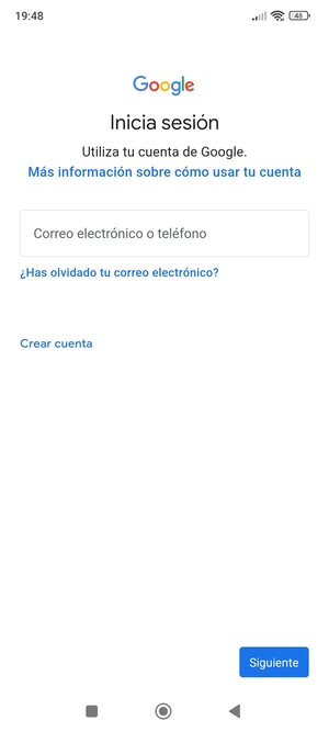 Introduzca su dirección de Gmail y seleccione Siguiente
