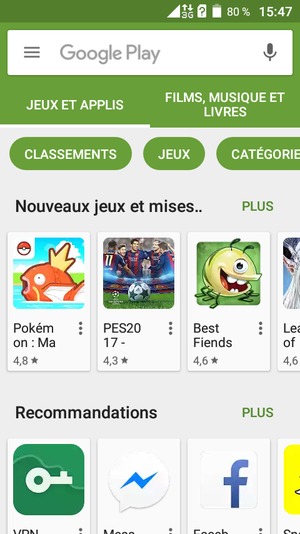 Sélectionnez la barre de Recherche
