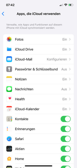 Wählen Sie die Dienste, die Sie sichern möchten
