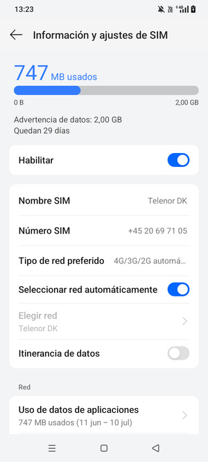 Para cambiar la red en caso de problemas de conectividad, desactive Seleccionar red automáticamente