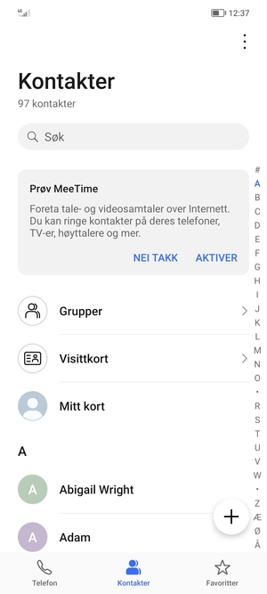 Velg menyknappen