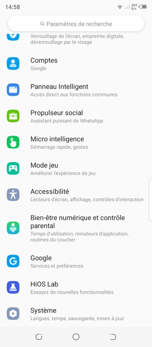 Faites défiler et sélectionnez Système